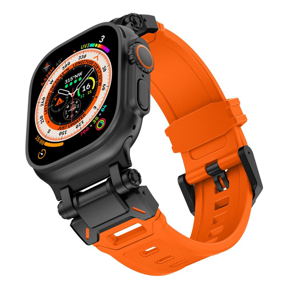 Curea smartwatch Techsuit Watchband (W064) compatibil cu Apple Watch 1/2/3/4/5/6/7/8/9/10/11/SE/SE 2/SE 3/Ultra/2/3 (42/44/45/46/49mm), Negru Orange