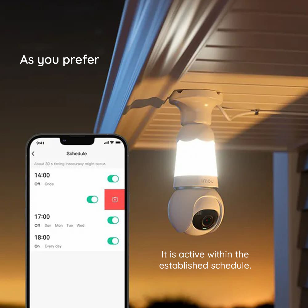 Imou Indoor Wi-Fi Bulb Cam (IPC-S6DP-5M0WEB-E27), 5MP, E27 Light Bulb, Built-in Mic, Human Detection, Night Vision, Alb