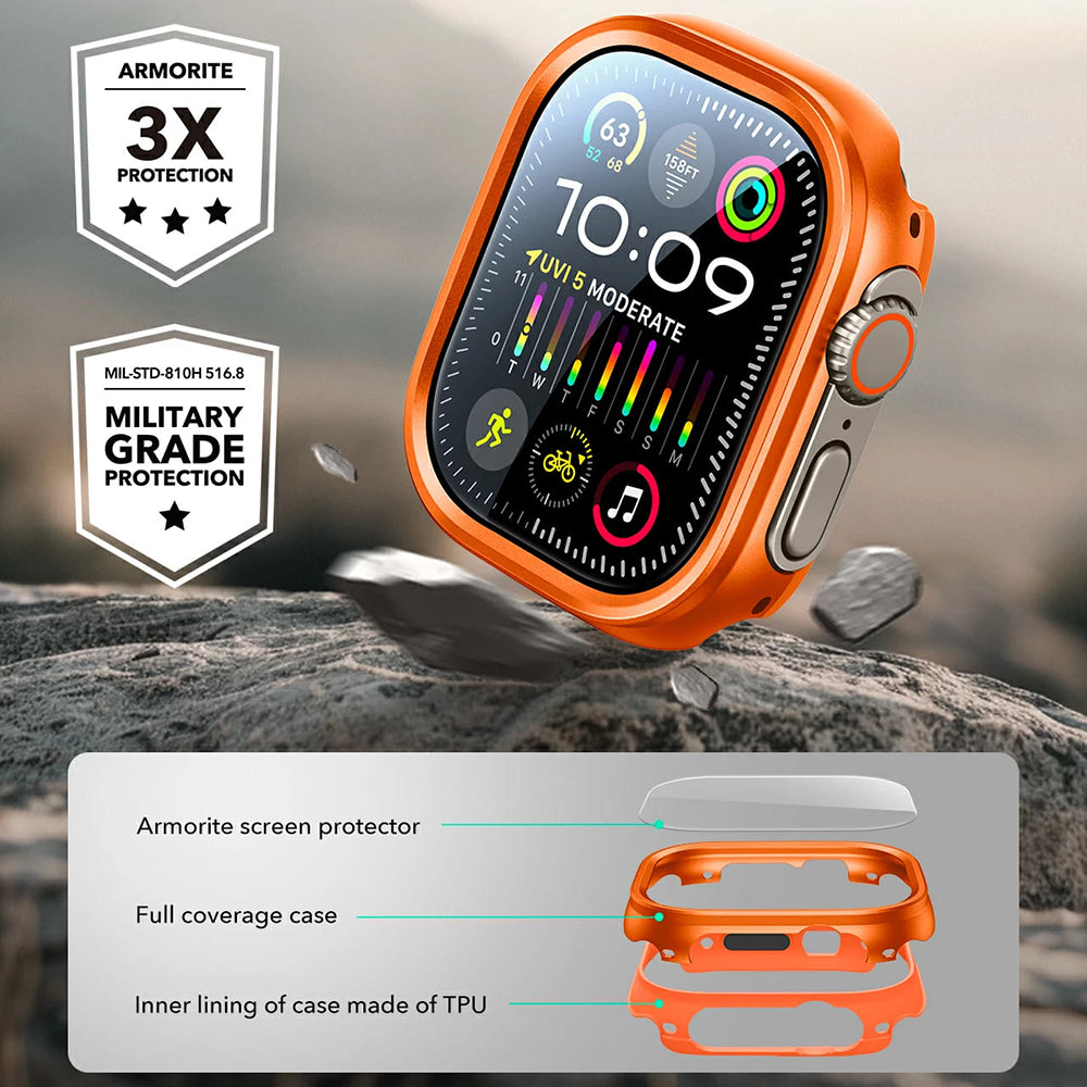 Folie de protectie smartwatch ESR Armorite Protection Set compatibil cu Apple Watch Ultra / Ultra 2 / Ultra 3, Titanium