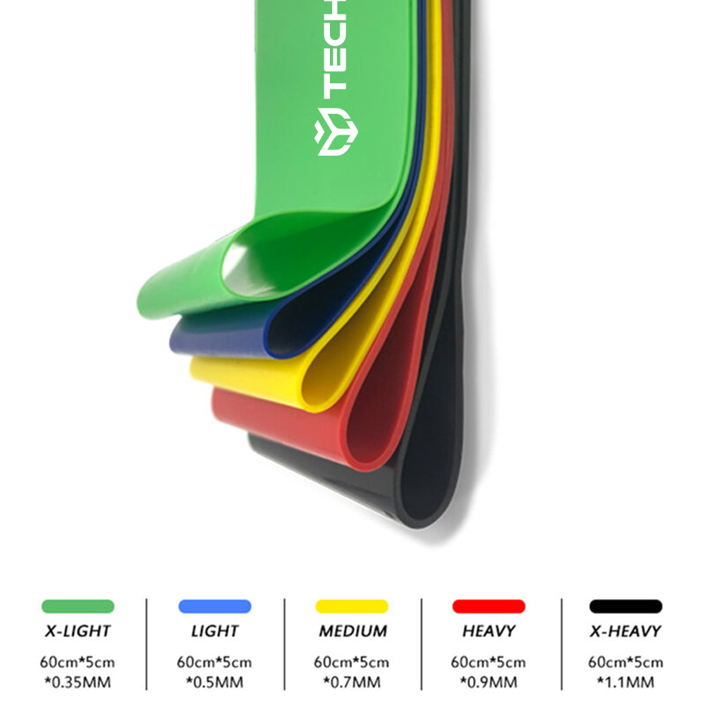 Gadget Techsuit (set de 5) Exercice Elastic Resistance Bands (TS-01), for Home Training, Yoga, Fitness, Pilates, Multicolor