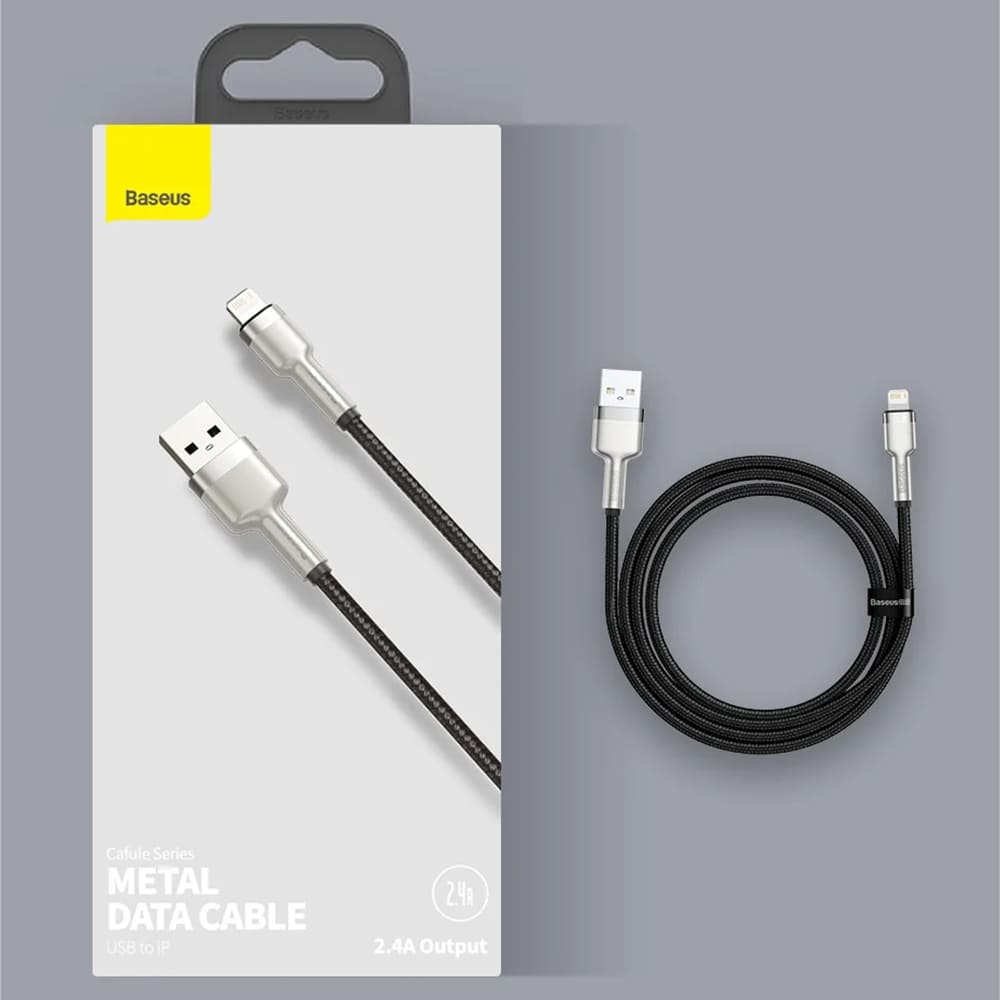 Cablu Baseus Cafule Series Metal (CALJK-B01), USB to Lightning 2.4A, 2m, Negru