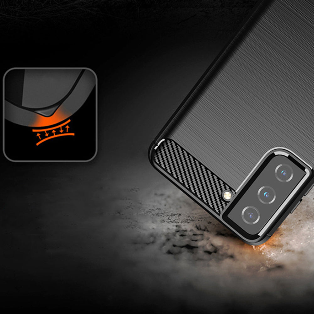 Husa de protectie Techsuit Carbon Silicone compatibil cu Samsung Galaxy S21, Negru