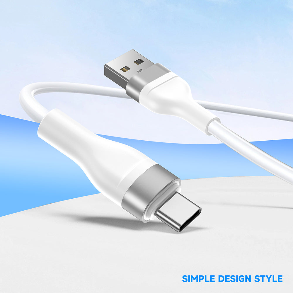 Cablu Lito (LD02C), USB to Type-C, Fast Charging, 2.4A, Tangle-free, Soft Silicone, 1.2m, Alb