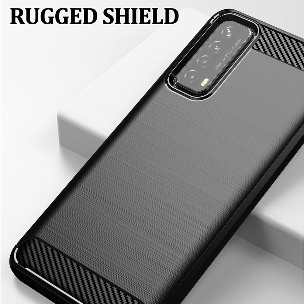 Husa de protectie Techsuit Carbon Silicone compatibil cu Huawei P Smart 2021, Negru