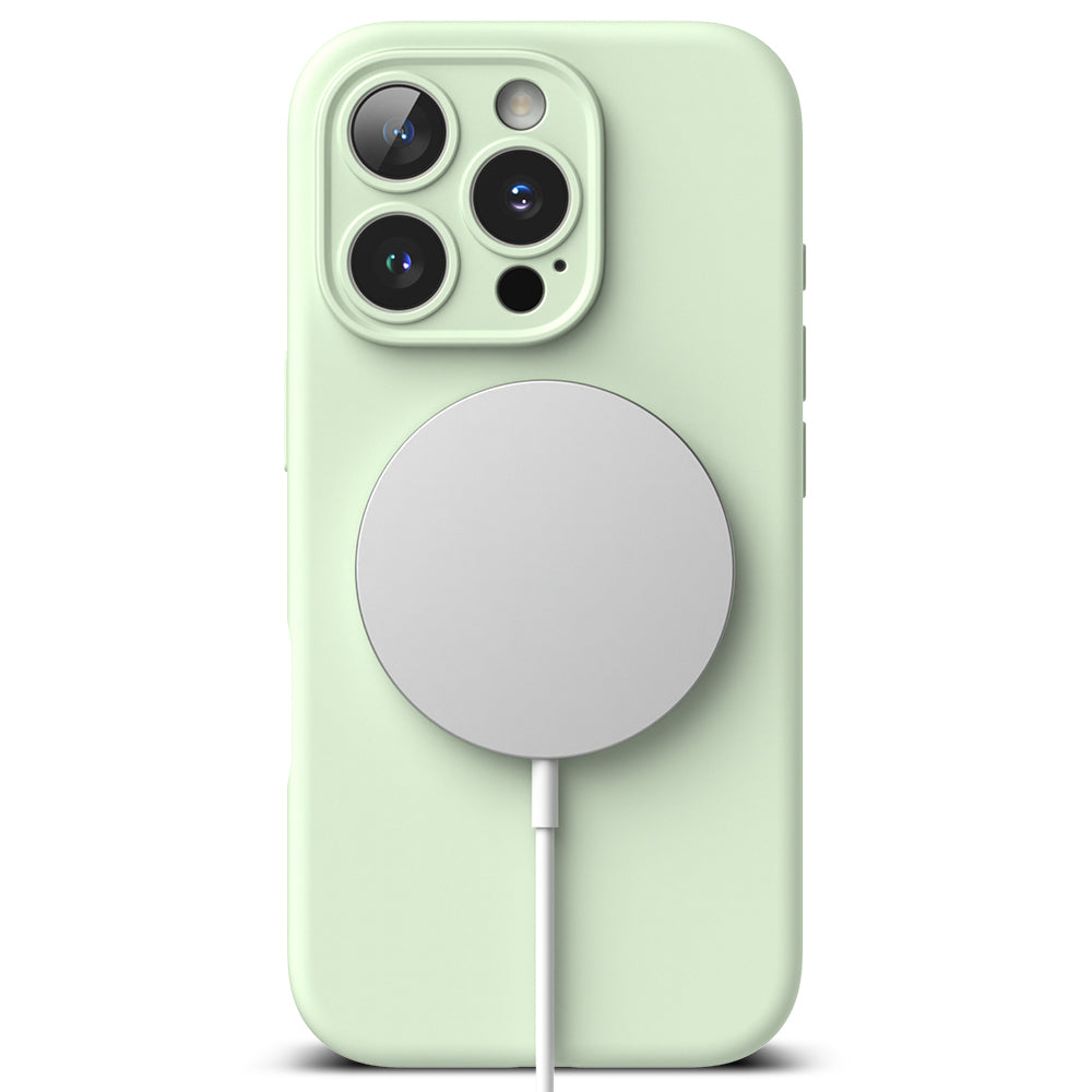 Husa de protectie Ringke Silicone Magnetic MagSafe compatibil cu iPhone 16 Pro, Soft Mint