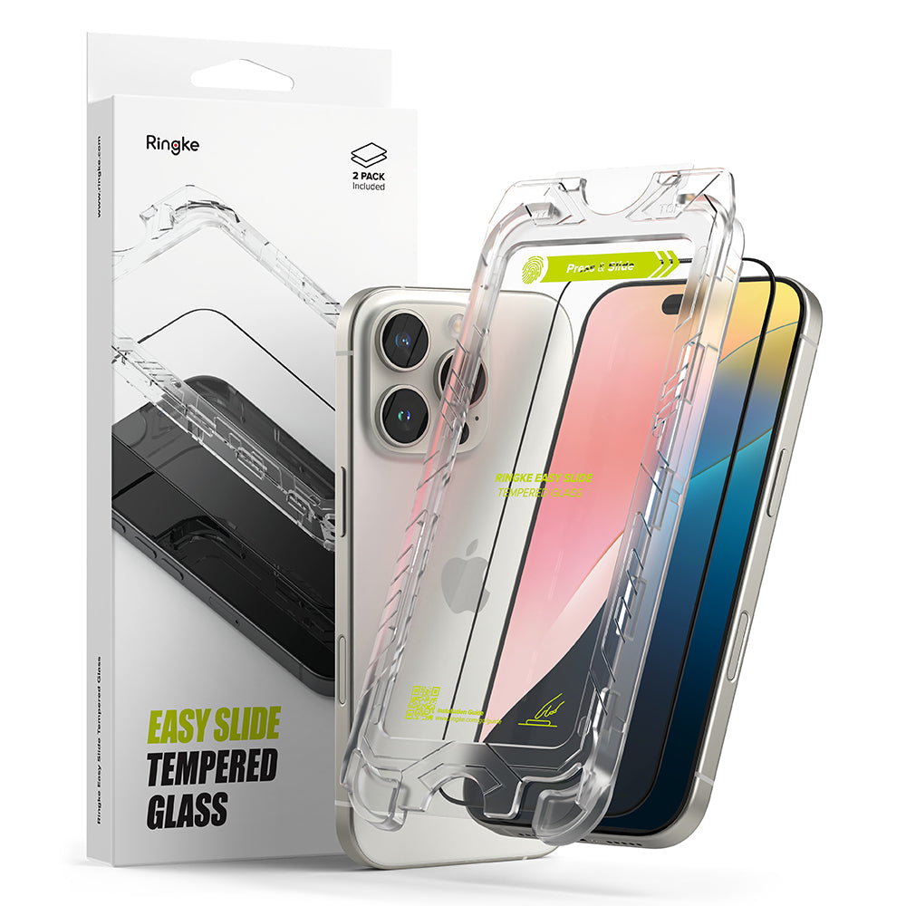 Folie de protectie Ringke Easy Slide Tempered Glass (set de 2) compatibil cu iPhone 16 Pro Max, Negru