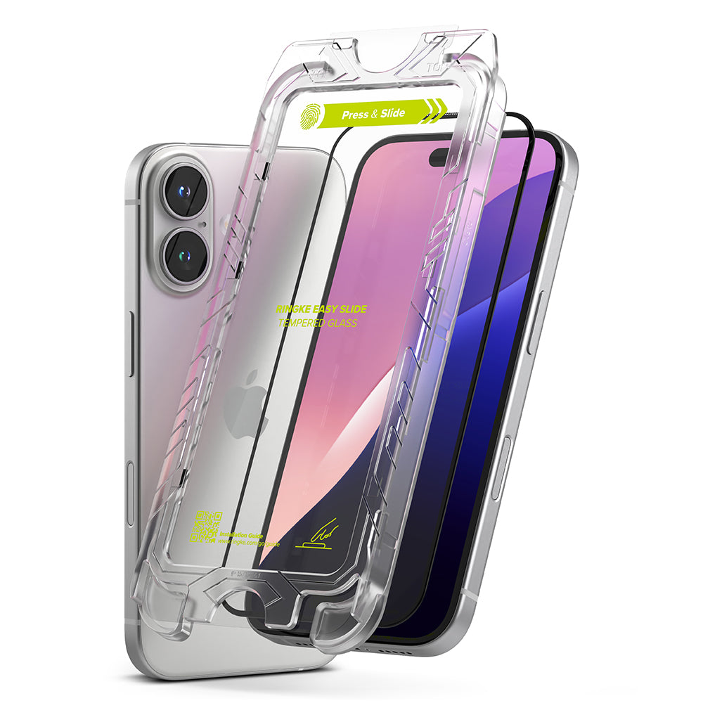 Folie de protectie Ringke Easy Slide Tempered Glass (set de 2) compatibil cu iPhone 16 Plus / iPhone 15 Plus, Negru