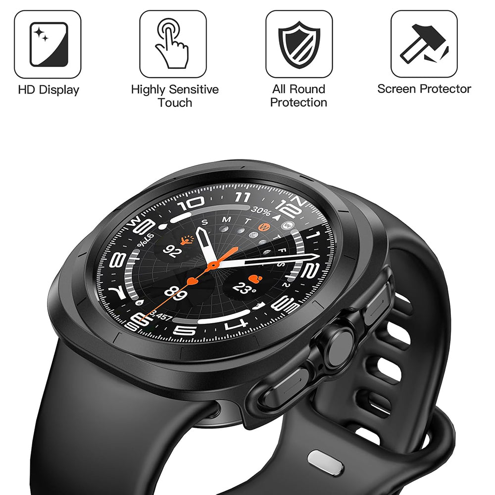 Folie de protectie smartwatch Techsuit Defense360 Pro + Screen Protector compatibil cu Samsung Galaxy Watch Ultra (47mm), Negru