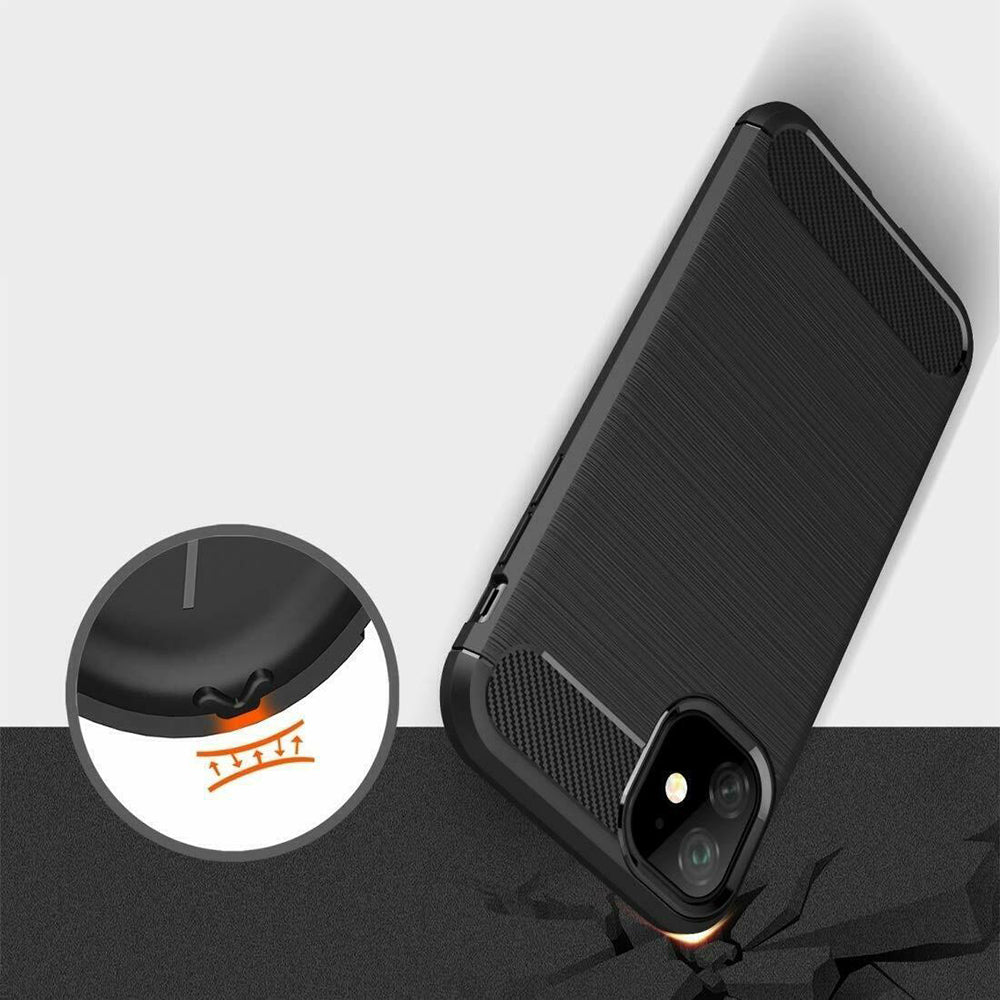 Husa de protectie Techsuit Carbon Silicone compatibil cu iPhone 12 Mini, Negru