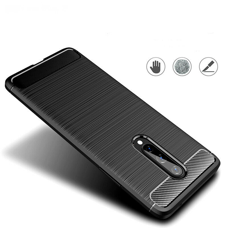 Husa de protectie Techsuit Carbon Silicone compatibil cu OnePlus 8, Negru