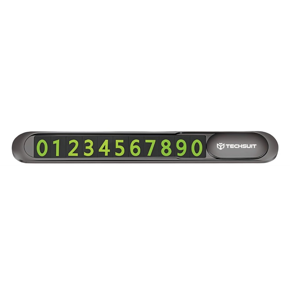 Gadget Techsuit Premium Phone Number Plate (PNP1), Temporary Parking Sign for Dashboard, Zinc Alloy, Removable Adhesive, Negru