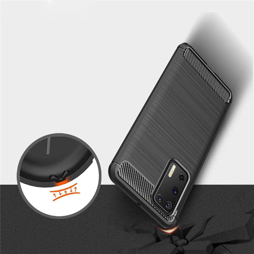 Husa de protectie Techsuit Carbon Silicone compatibil cu Huawei P40 Pro, Negru