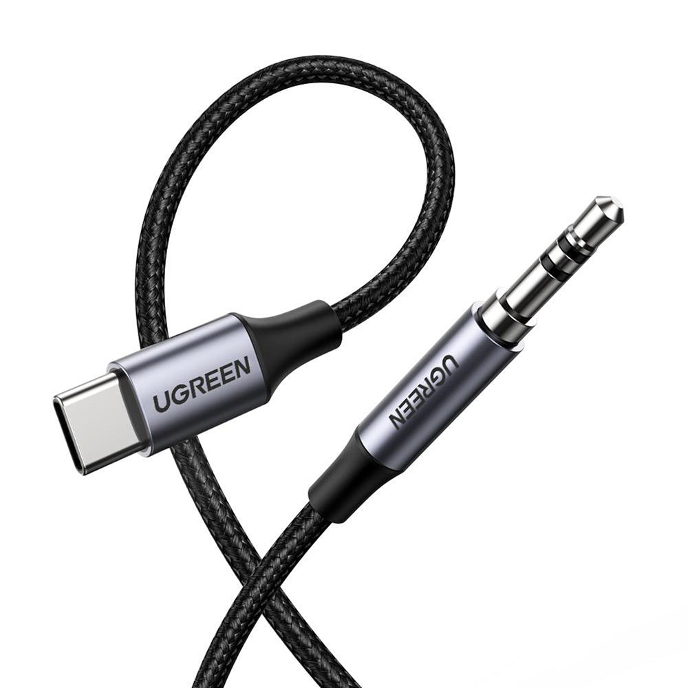 Adaptor Ugreen Audio Cable Adapter AV143 (30633), Type-C to Jack 3.5mm, 1m, Deep Gray