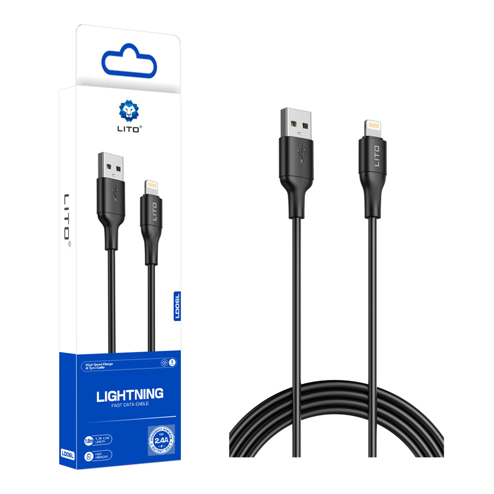 Cablu Lito (LD06L), USB to Lightning, 2.4A, PVC, 1m, Negru