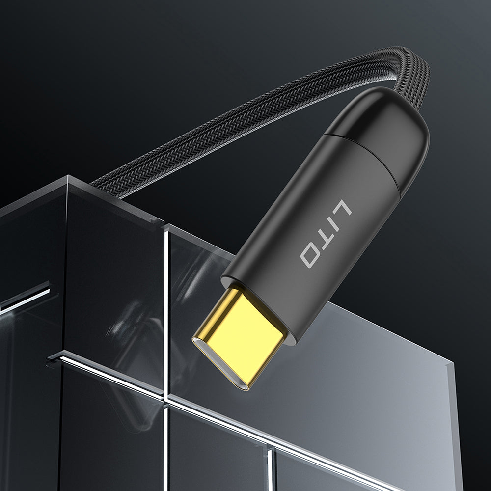 Cablu Lito (LD11C), USB to Type-Cn Fast Charging, Angled Design, Gold Plated Interface, 2.4A, 1m, Negru