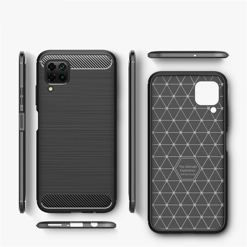 Husa de protectie Techsuit Carbon Silicone compatibil cu Huawei P40 lite, Negru