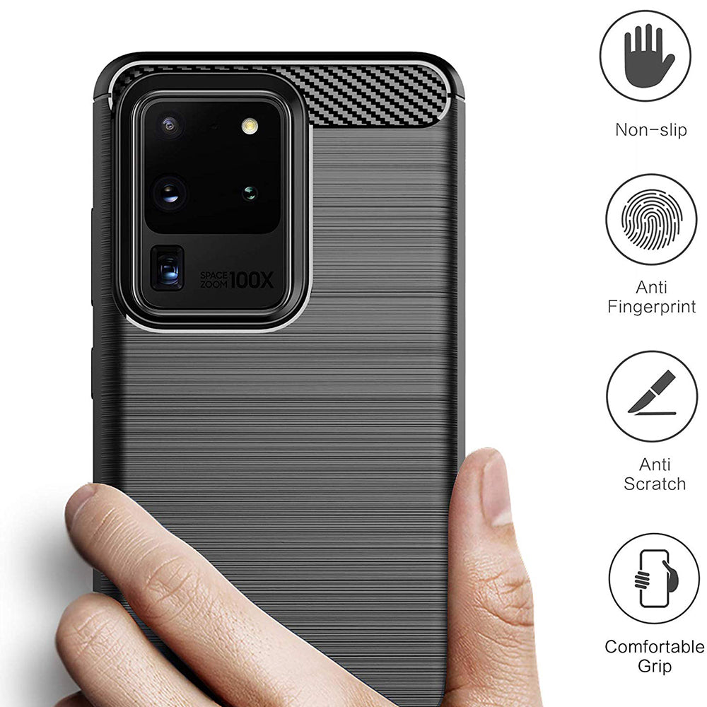 Husa de protectie Techsuit Carbon Silicone compatibil cu Samsung Galaxy S20 Ultra 4G / S20 Ultra 5G, Negru