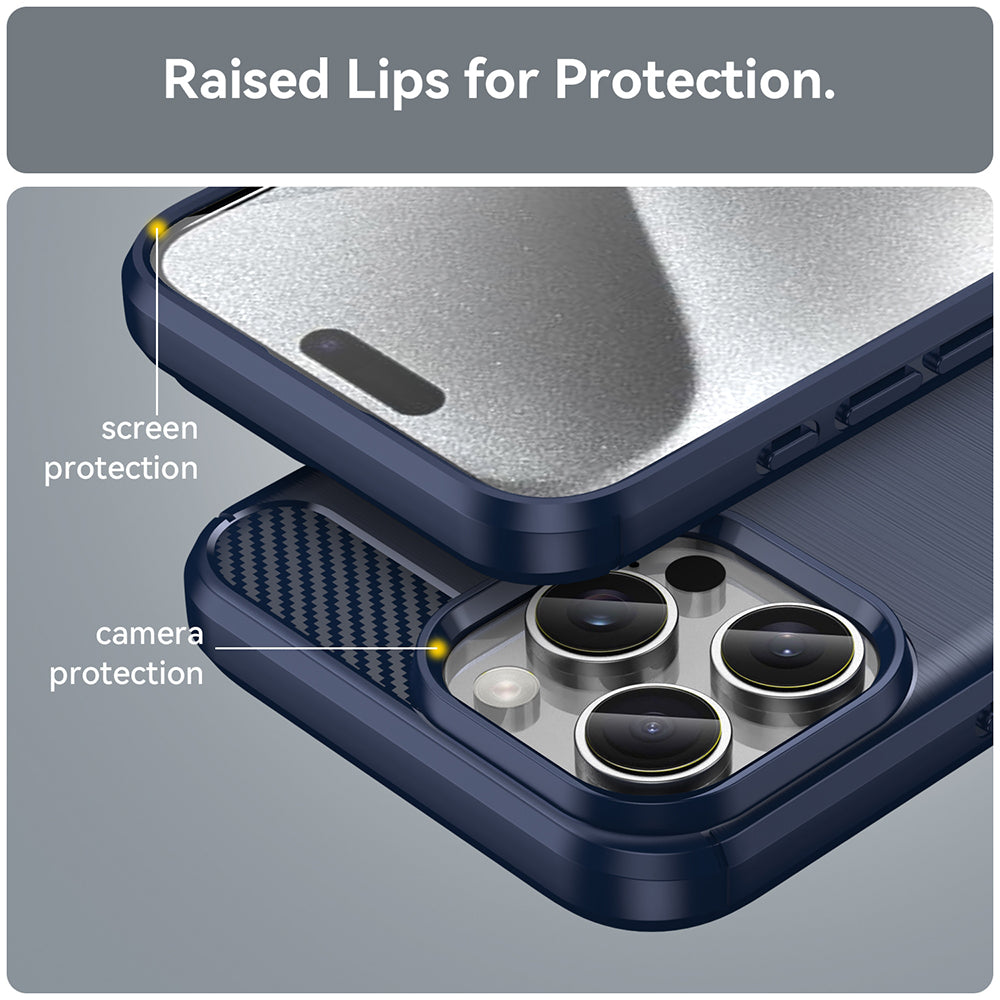 Husa de protectie Techsuit Carbon Silicone compatibil cu iPhone 16 Pro, Albastru