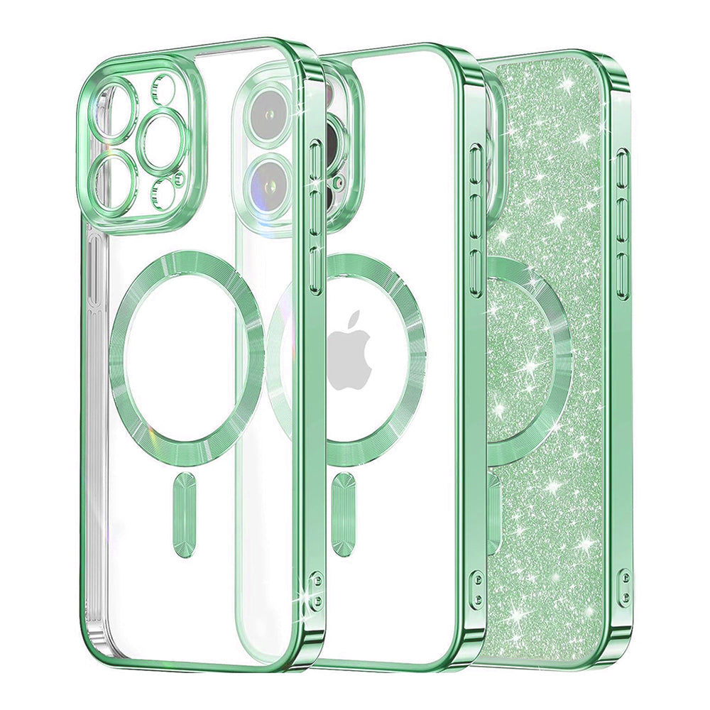 Husa de protectie Techsuit Luxury Glitter MagSafe compatibil cu iPhone 16 Pro, Verde Deschis
