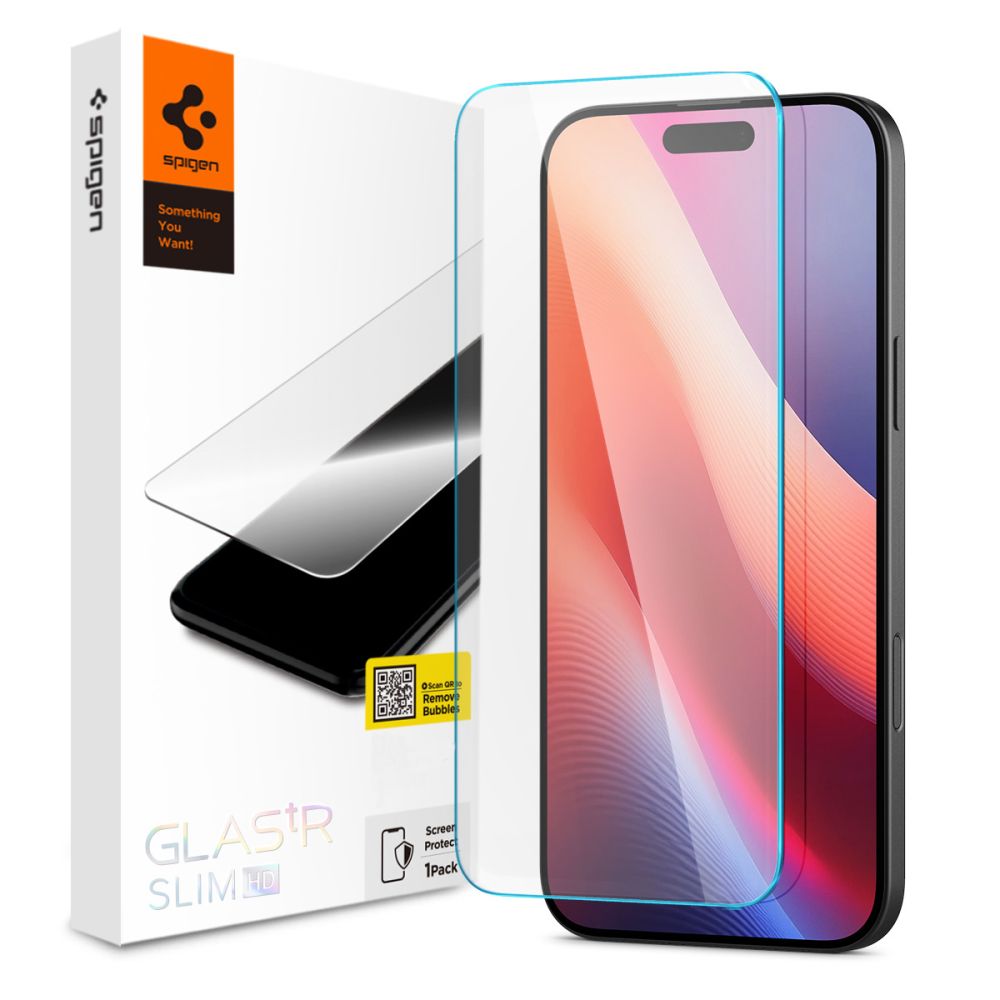 Folie de protectie Spigen Glas.tR Slim HD (AGL06910) compatibil cu iPhone 15 / iPhone 16, Transparent