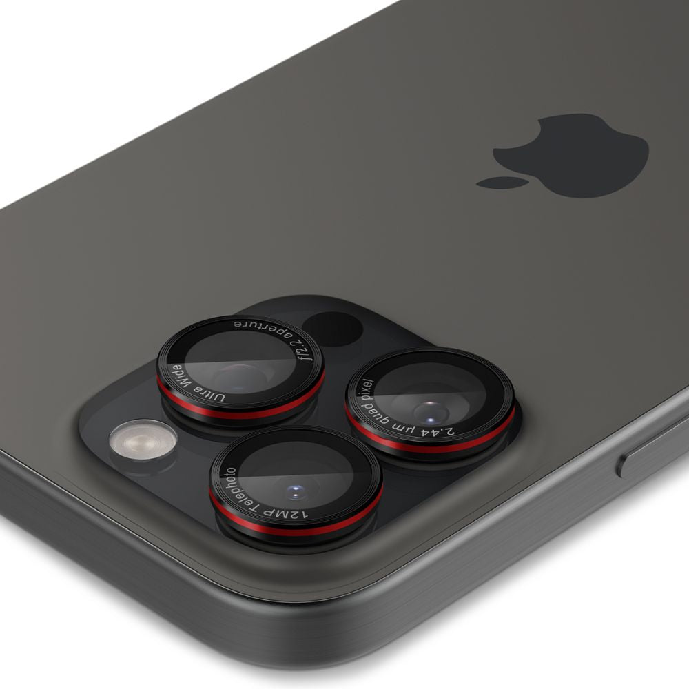 Folie de protectie Spigen (set de 2) Optik.tR EZ Fit Pro Camera Glass (AGL05217) compatibil cu iPhone 14 Pro/Max/15 Pro/Max/16 Pro/Max/17 Pro/Max, Negru