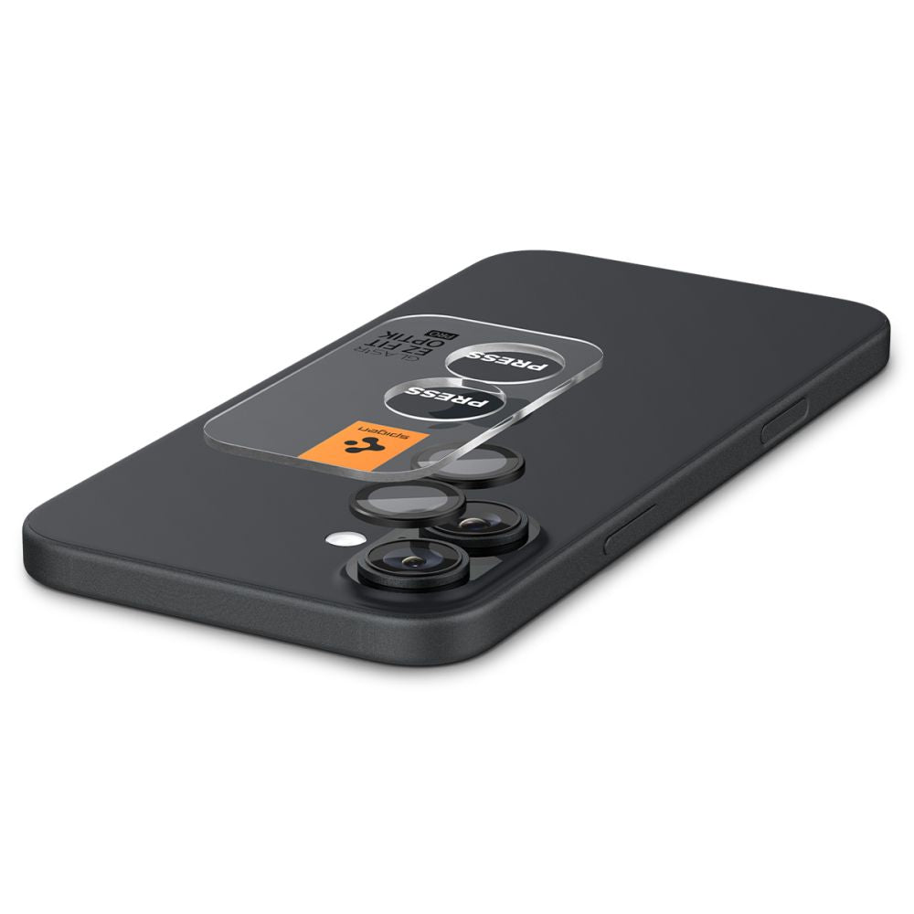 Folie de protectie Spigen (set de 2) Optik.tR EZ Fit Pro Camera Glass (AGL07921) compatibil cu iPhone 17 / iPhone 16 Plus / iPhone 16, Negru