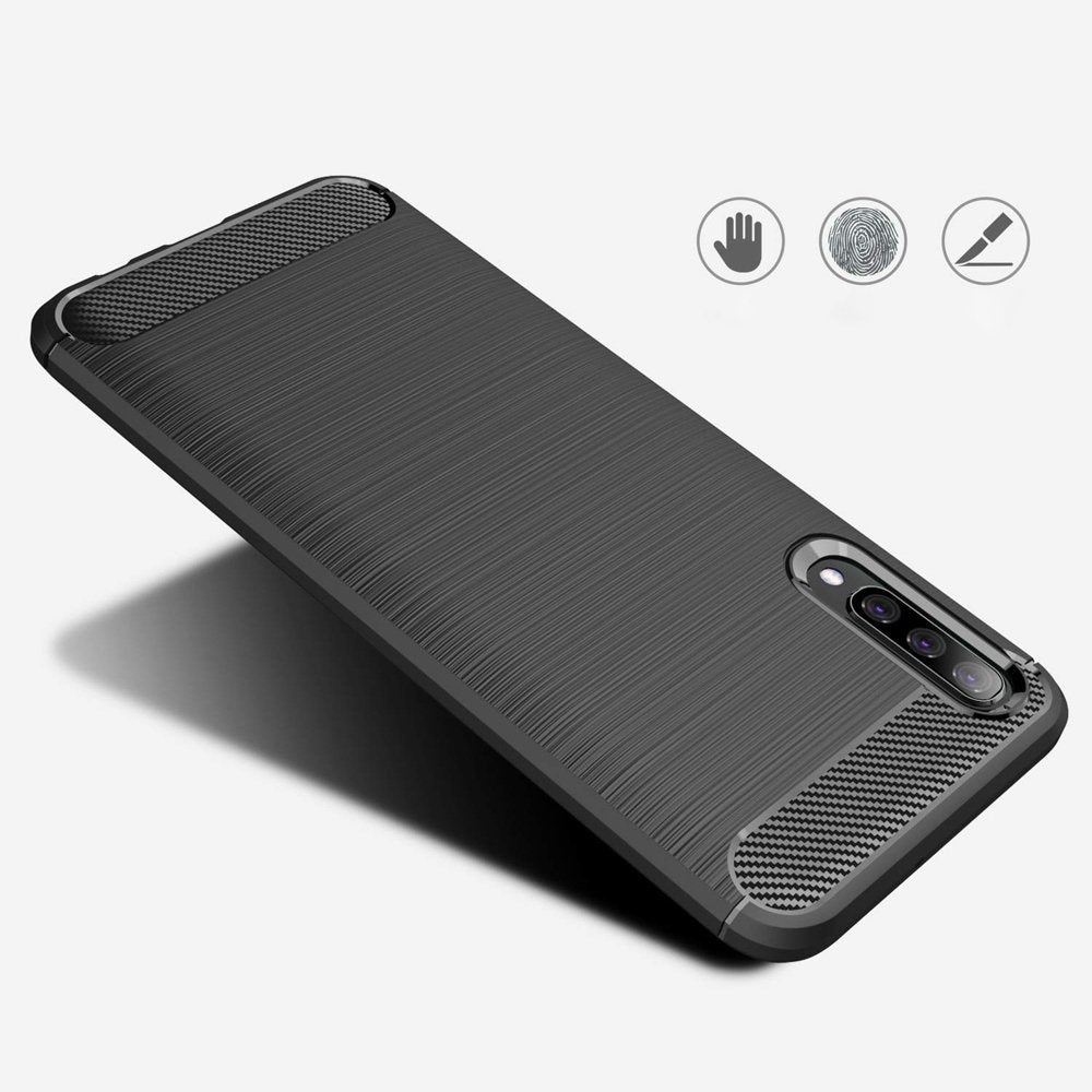 Husa de protectie Techsuit Carbon Silicone compatibil cu Samsung Galaxy A70 / A70s, Negru