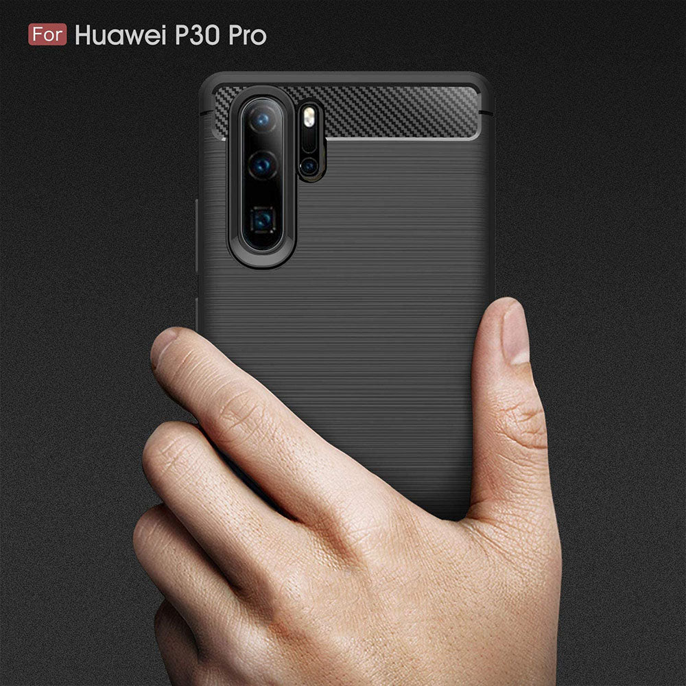 Husa de protectie Techsuit Carbon Silicone compatibil cu Huawei P30 Pro / P30 Pro New Edition, Negru