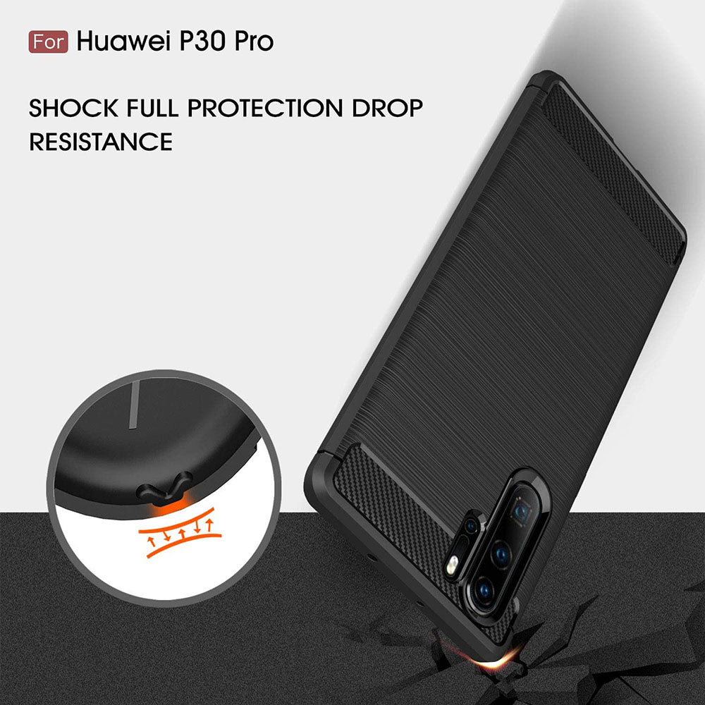 Husa de protectie Techsuit Carbon Silicone compatibil cu Huawei P30 Pro / P30 Pro New Edition, Negru