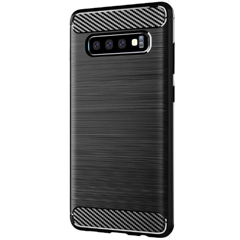 Husa de protectie Techsuit Carbon Silicone compatibil cu Samsung Galaxy S10, Negru