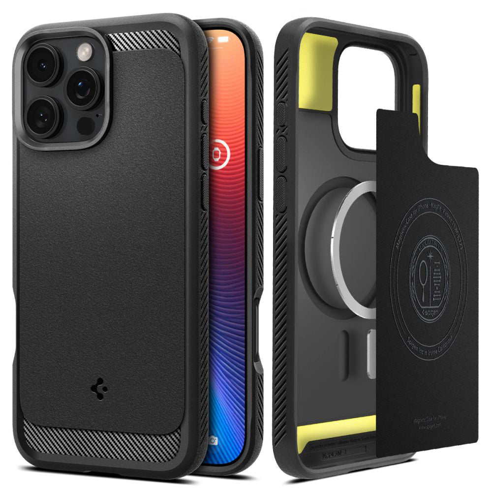 Husa de protectie Spigen Rugged Armor MagSafe (ACS08115) compatibil cu iPhone 16 Pro, Negru Mat