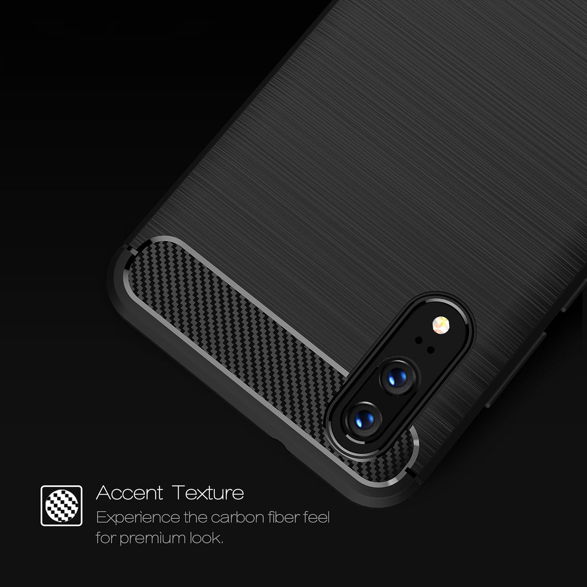 Husă Techsuit Carbon Silicone neagră pentru Huawei P20