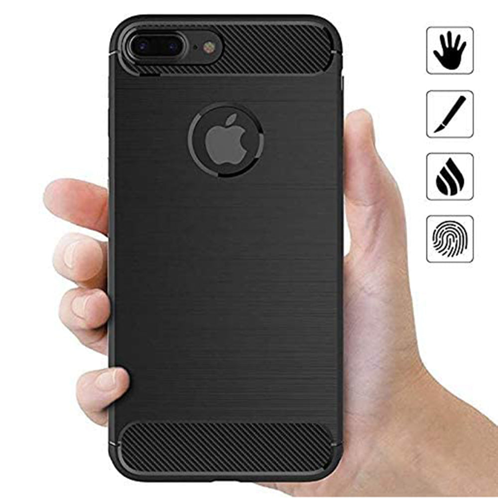 Husa de protectie Techsuit Carbon Silicone compatibil cu iPhone 8 Plus, Negru
