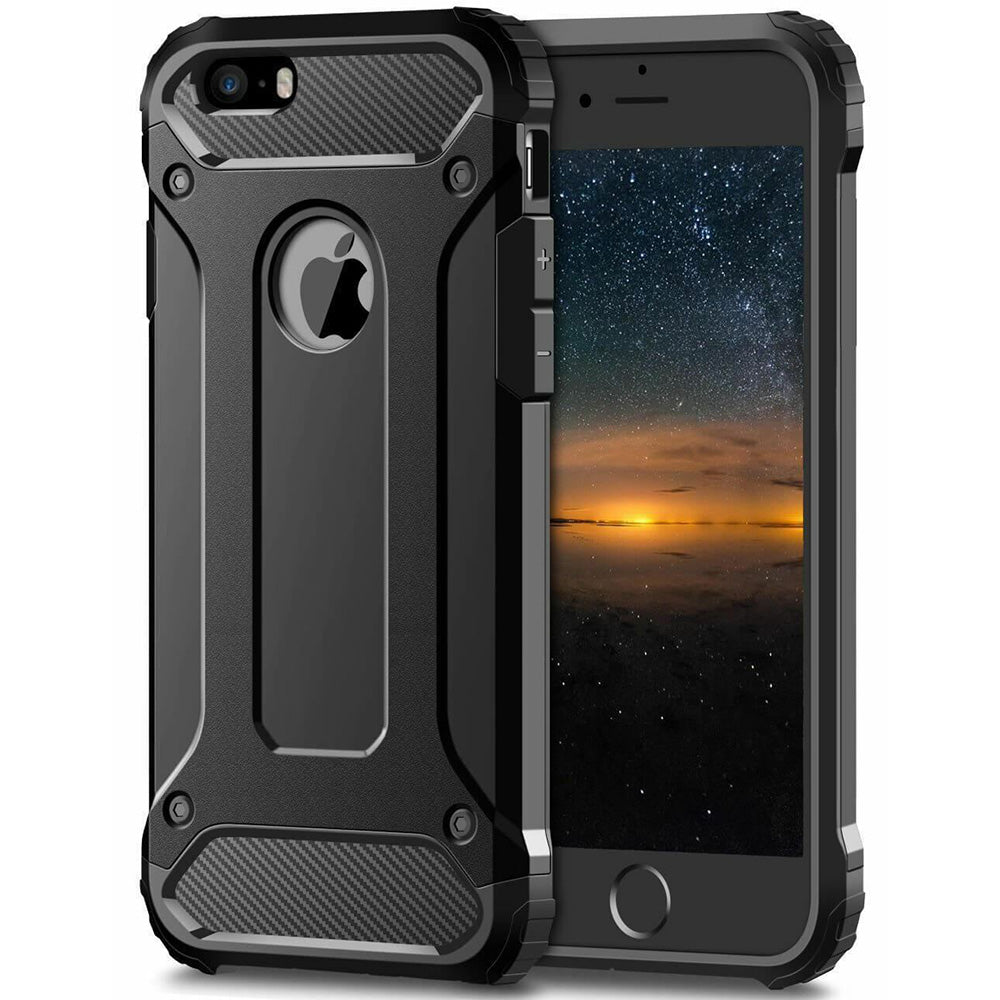 Husa de protectie Techsuit Hybrid Armor compatibil cu iPhone 5 / iPhone 5s / iPhone SE, Negru