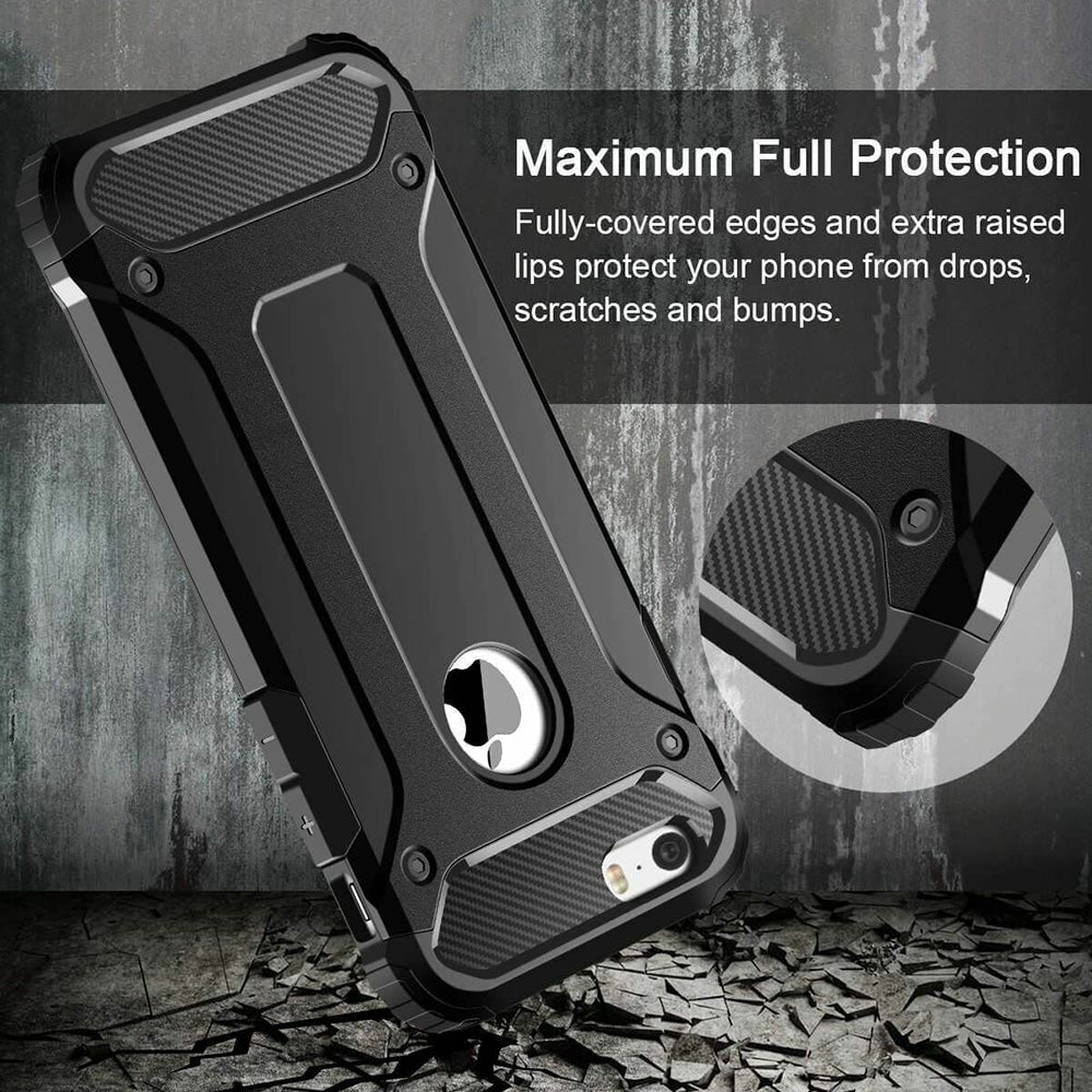 Husa de protectie Techsuit Hybrid Armor compatibil cu iPhone 5 / iPhone 5s / iPhone SE, Negru