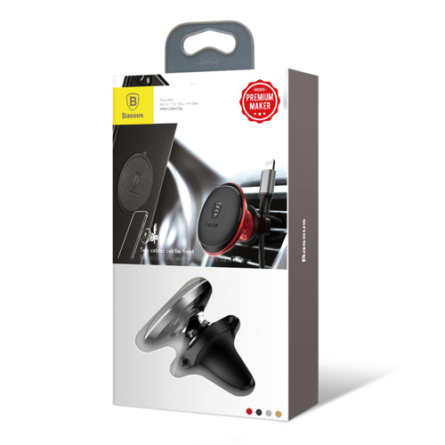 Suport Baseus (C40141201113-00), Magnetic Grip for Air Vent, 360° Rotation, with Cable Holder, Negru