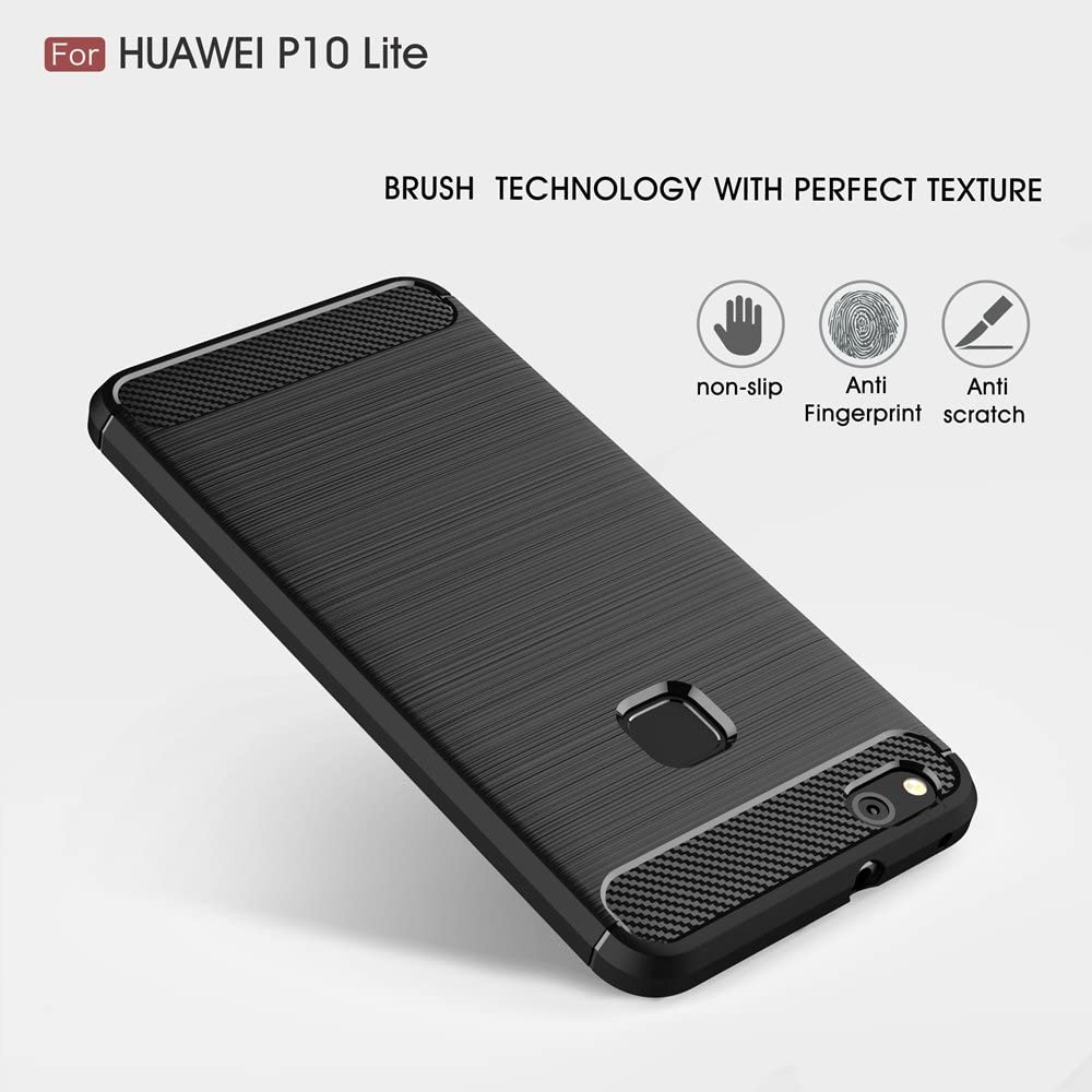 Husa de protectie Techsuit Carbon Silicone compatibil cu Huawei P10 Lite, Negru