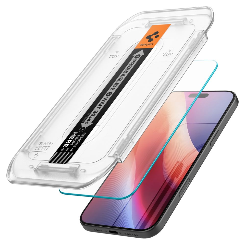Folie de protectie Spigen Glas.tR EZ-FIT (AGL07935) compatibil cu iPhone 16 Pro, Transparent