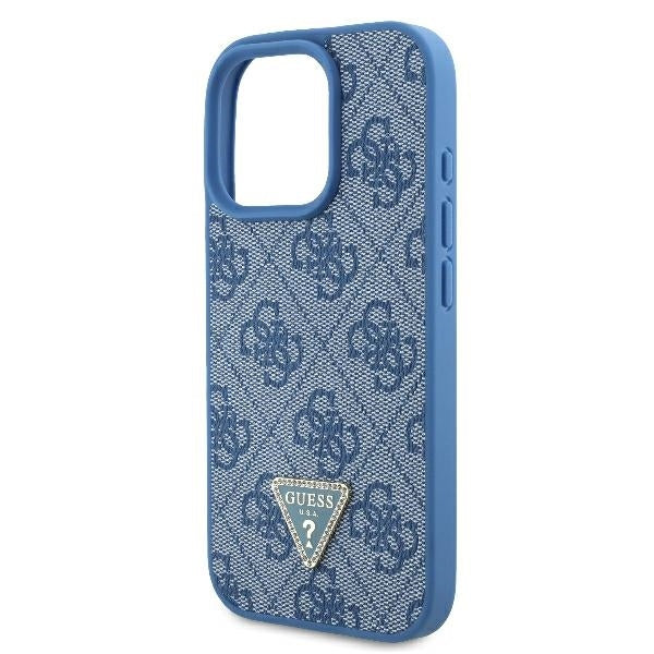 Husa de protectie Guess Leather Metal Logo Strass Crossbody (GUHCP16XP4TDSCPB) compatibil cu iPhone 16 Pro Max, Albastru