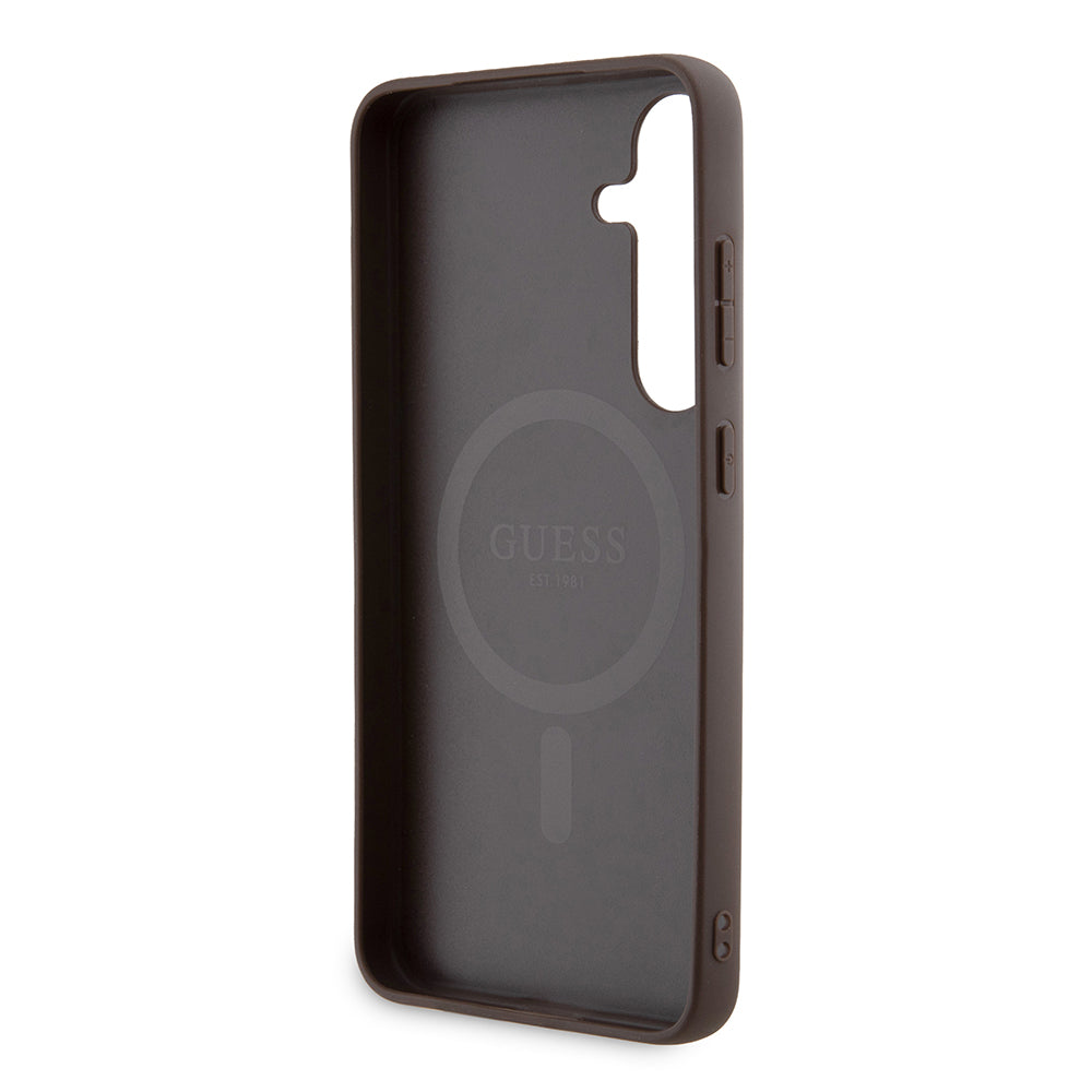 Husa de protectie Guess 4G Collection Leather MagSafe (GUHMS24MG4GFRW) compatibil cu Samsung Galaxy S24 Plus, Maro