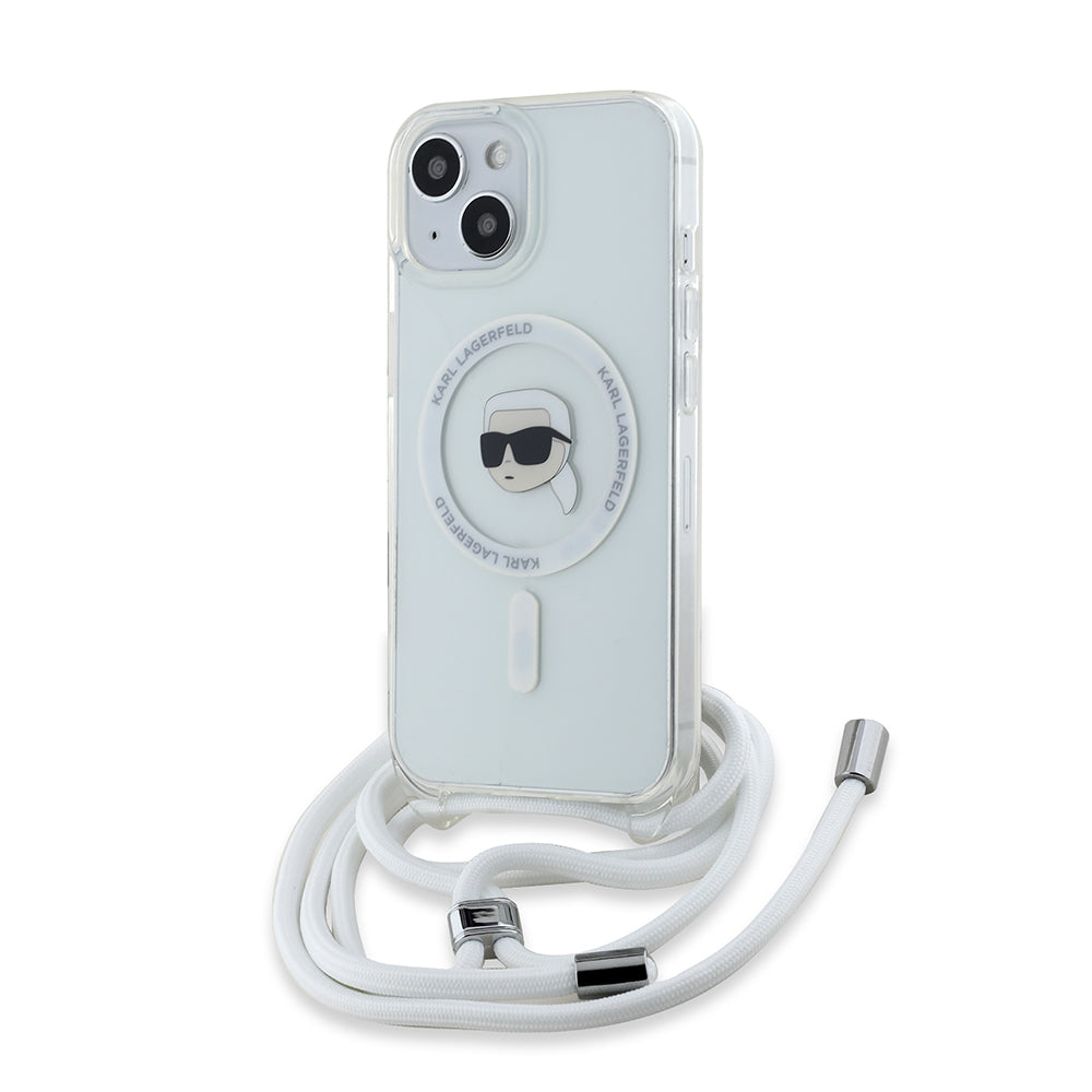 Husa de protectie Karl Lagerfeld IML Crossbody MagSafe (KLHMP15SHCKHNT) compatibil cu iPhone 15, Karl Head
