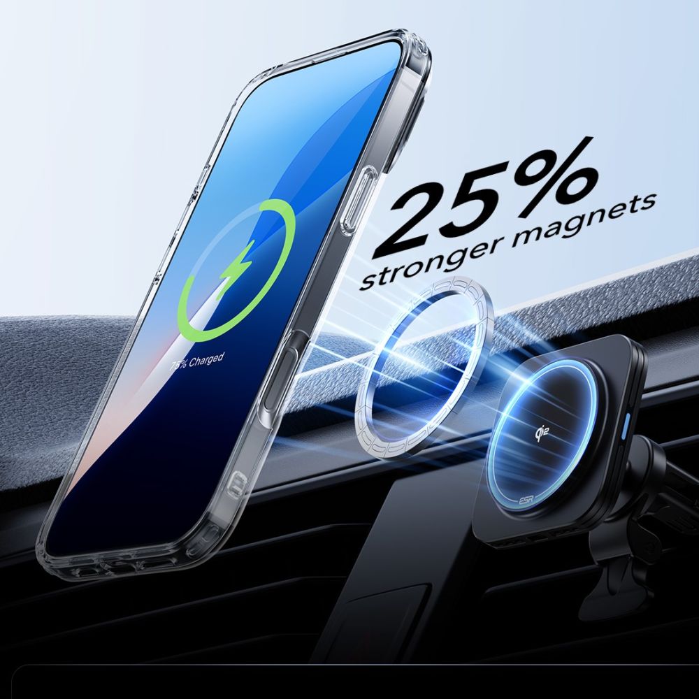 Folie de protectie ESR Classic Hybrid HaloLock Kickstand + Tempered Glass compatibil cu iPhone 16 Pro Max, Transparent