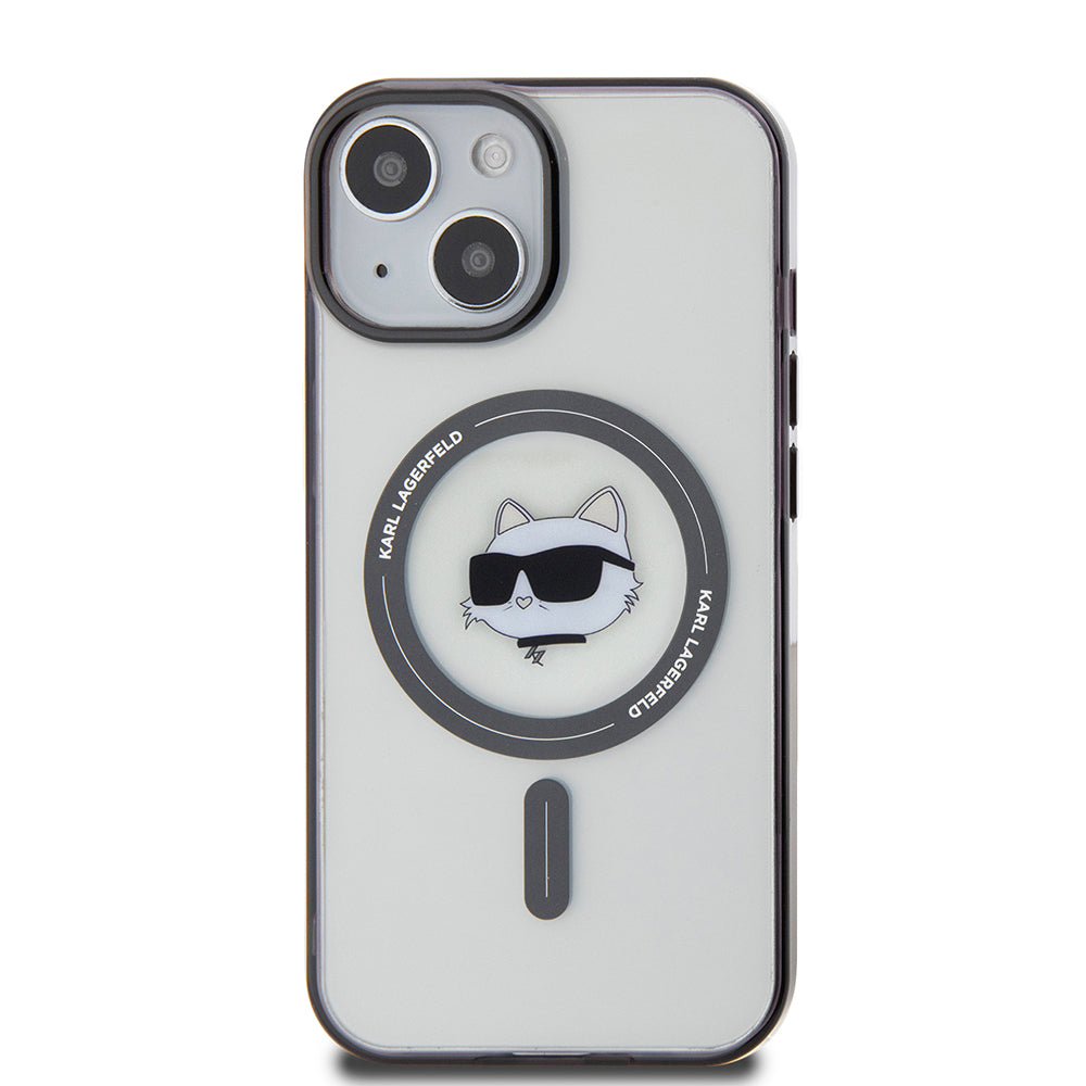 Husa de protectie Karl Lagerfeld IML MagSafe (KLHMP15MHCHNOTK) compatibil cu iPhone 15 Plus, Transparent Choupette`S Head