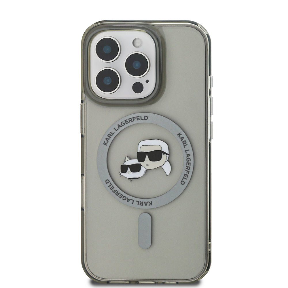 Husa de protectie Karl Lagerfeld IML MagSafe (KLHMP16XHLSKCK) compatibil cu iPhone 16 Pro Max, Metal Karl&Choupette Head