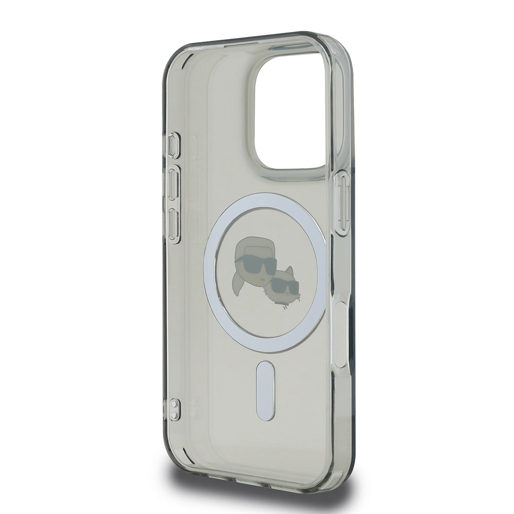 Husa de protectie Karl Lagerfeld IML MagSafe (KLHMP16XHLSKCK) compatibil cu iPhone 16 Pro Max, Metal Karl&Choupette Head