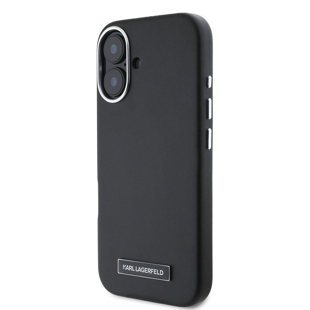 Husa de protectie Karl Lagerfeld Leather MagSafe (KLHMP16SPGMSRPK) compatibil cu iPhone 16, FW Metal Plate