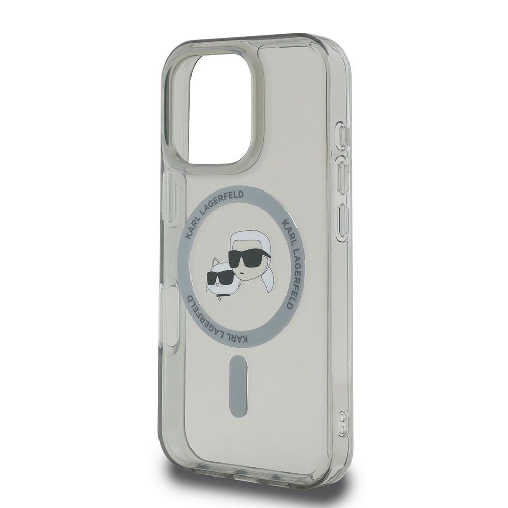 Husa de protectie Karl Lagerfeld IML MagSafe (KLHMP16LHLSKCK) compatibil cu iPhone 16 Pro, Metal Karl&Choupette Head