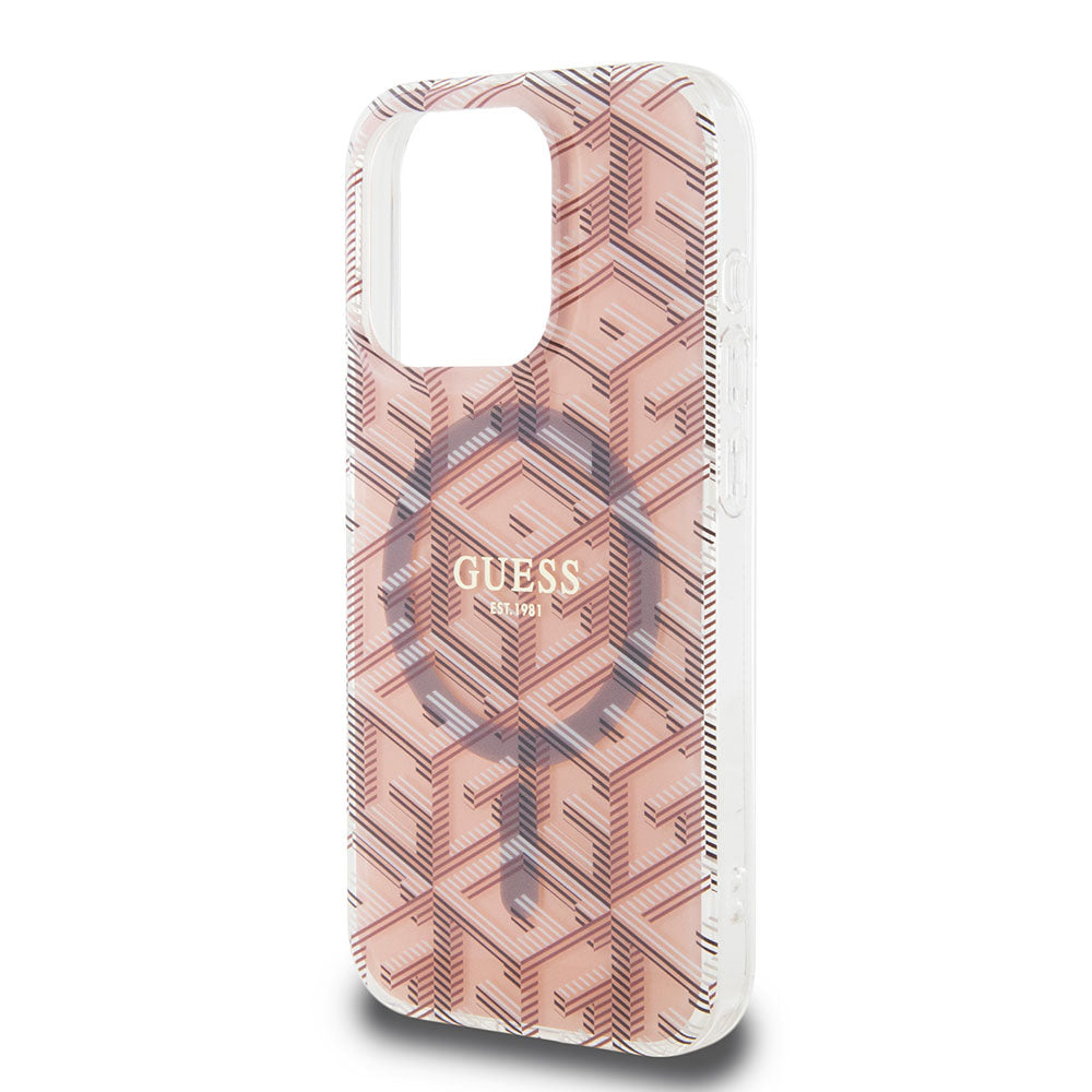 Husa de protectie Guess IML GCube MagSafe (GUHMP15XHGCUSTGP) compatibil cu iPhone 15 Pro Max, Roz