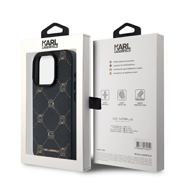 Husa de protectie Karl Lagerfeld Leather MagSafe (KLHMP15LPGKHPHK) compatibil cu iPhone 15 Pro, Karl Head