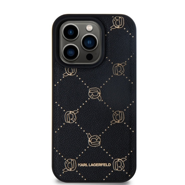Husa de protectie Karl Lagerfeld Leather MagSafe (KLHMP15LPGKHPHK) compatibil cu iPhone 15 Pro, Karl Head